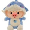 Peluche Cerdito Con Pijama De Tiburón 18cm - Divertido Rosa