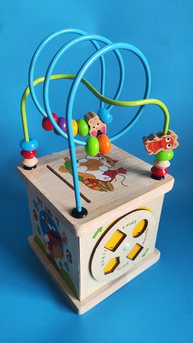 Cubo De Actividades De Madera 5 En 1 Juguete Educativo Crema