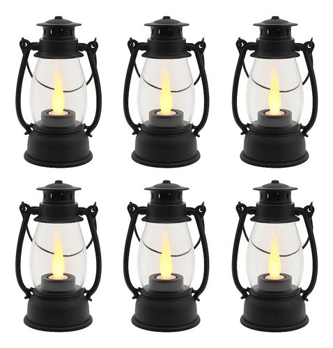 Set De 6 Faroles Navideños Decorativos - Farolito Linterna Caqui Baterias