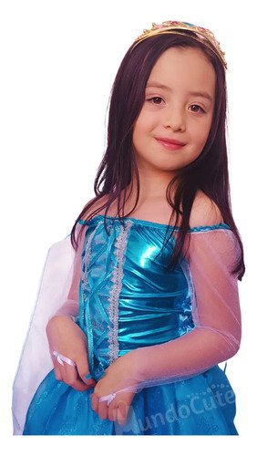 D_603057-MCO79044214159_092024-O.jpg Disfraz Elsa Frozen Niñas Con Corona Y Capa - Mundocute