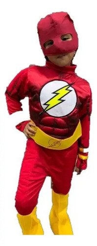 Disfraz De Flash Niño  Superhéroe Velocidad Cómodo