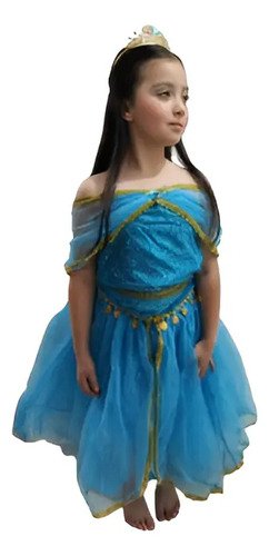 Disfraz Jazmín Aladdín Disfraces Niña Princesa Árabe - Vestido Con Detalles Dorados Y Azules Turquesa 10