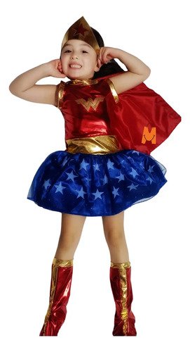 D_608585-MCO83828907157_042025-O.jpg Disfraz Mujer Maravilla Manga Corta Niña Disfraces Wonder Woman Difraz Niña