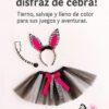 D_609357-MCO89256343571_082025-O.jpg Set Disfraz Cebra Infantil Con Orejas,falda Y Moño-mundocute Blanco Con Negro