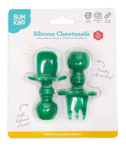 Set Cubiertos Verdes Bebés Cuchara Tenedor Pequeños
