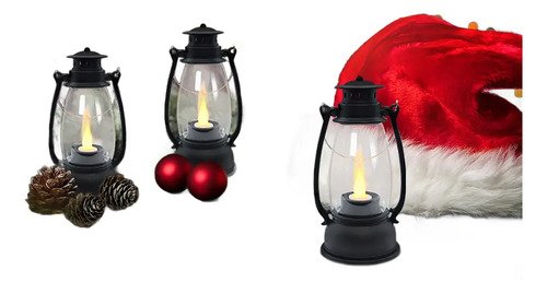Set De 6 Faroles Navideños Decorativos - Farolito Linterna Caqui Baterias