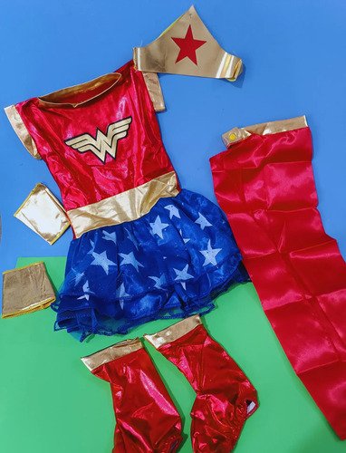 D_614594-MCO83828803357_042025-O.jpg Disfraz Mujer Maravilla Manga Corta Niña Disfraces Wonder Woman Difraz Niña