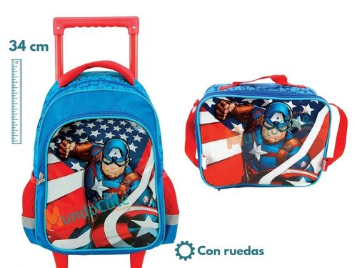 D_617880-MCO29148548638_012019-O.jpg Morral Ruedas Y Lonchera Avengers Spiderman Vengadores Niño Azul
