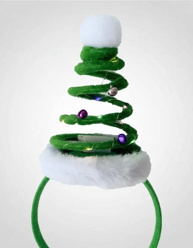 D_619414-MCO113905631214_072026-O.jpg Set De 2 Diademas Árbol De Navidad En Espiral Con Luz Verde