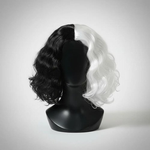 D_621014-MCO93995458035_102025-O.jpg Peluca Cruella De Vil Negro Y Blanco Accesorio Disfraz Negro