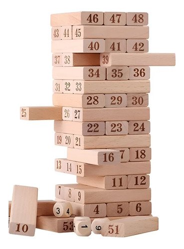 D_622218-MCO82939566317_032025-O.jpg Torre Jenga Juego Madera 54 Bloques Inlcuye Dados Juego Mesa