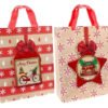 Docena De Bolsas De Regalo Navideñas Blancas Con Relieve X12 Verde