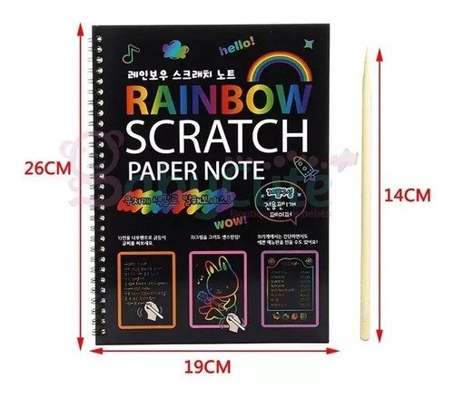 Libreta Mágica Cuaderno Artística Arcoiris Rainbow Scratch