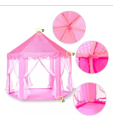 D_623897-MCO75168196273_032024-O.jpg Carpa Infantil Castillo Princesas Niña Portátil Rosa