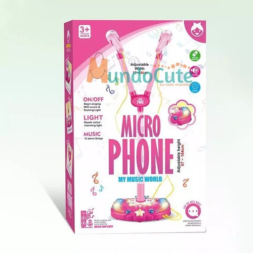 Micrófono Doble Karaoke Niña Juego Luces Y Sonido Juguete