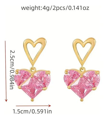 D_625716-MCO83949834881_042025-O.jpg Collar Con Colgante Corazón Circonita Rosa Juego Joyas Rosa