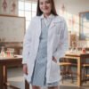 Bata Laboratorio Medico Manga Larga Botón Niños Talla 4 A 16
