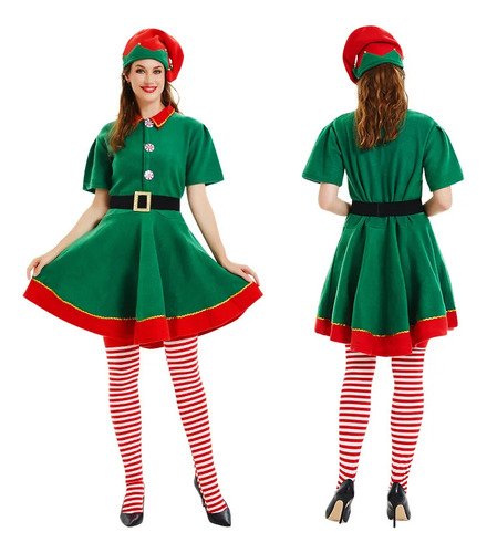 D_626725-MCO80454036100_112024-O.jpg Disfraz De Duende Navideña Mujer Disfraces Elfo Adulto - ¡luce Festiva Y Encantadora Esta Navidad! Verde Única 170cm