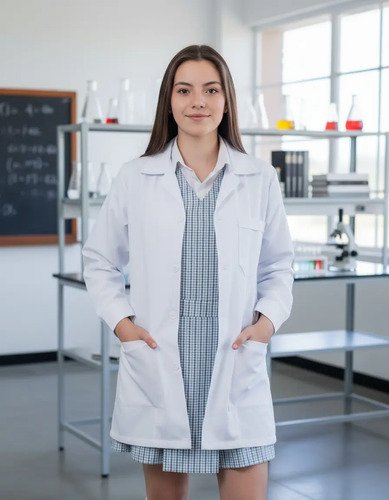 Bata Laboratorio Medico Manga Larga Botón Niños Talla 4 A 16