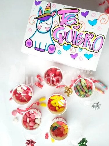 Caja Regalo Dulces Sorpresa Feliz Día Amor Amistad Unicornio