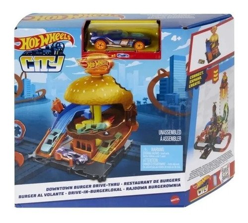 Pista Tienda Hamburguesas Hotwheels  City Burguer Azul