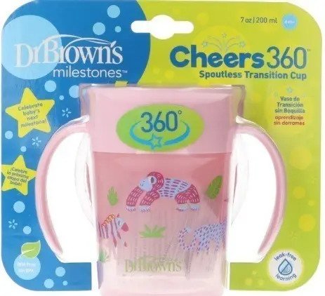 Vaso 360 Munchkin Bebés Antiderrame Pocillo Rosa De Orejas