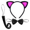 Disfraz Orejas De Gato Kit 3 Cute Accesorios Negro