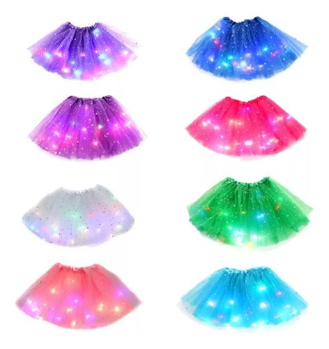Tutu Con Luces Niña  Disfraz Fiesta Infantil Cosplay Variado Unica