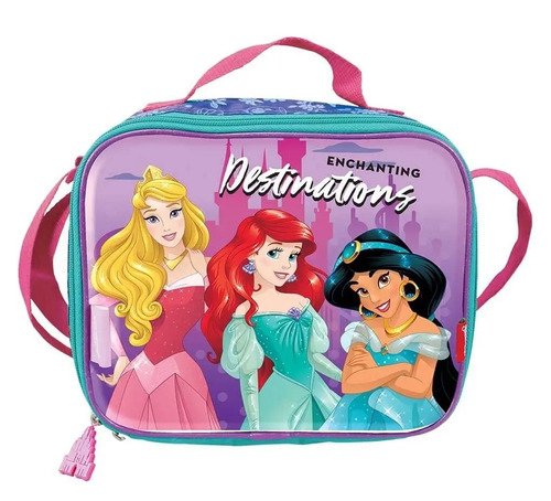 Combo Maleta Morral Rueda Lonchera Niña Princesa Cenicienta Rosa