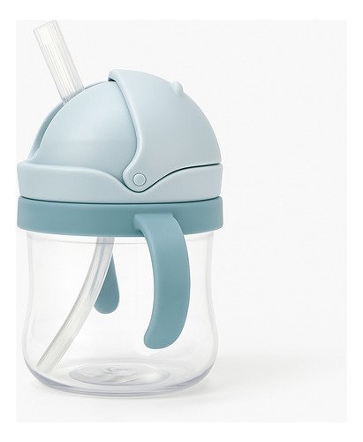 D_633314-MCO89936121840_082025-O.jpg Vaso Pitillo Botilito Antiderrame 250 Ml Para Niños Bebes Azul Claro Leoncito