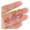 D_633632-MCO83949966379_042025-O.jpg Collar Con Colgante Corazón Circonita Rosa Juego Joyas Rosa