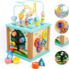 Cubo Madera Multifuncional Montessori Juguetes Didácticos  Multicolor