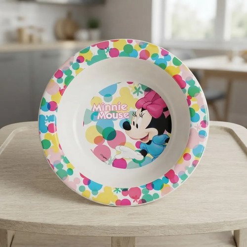 D_635176-MCO114983828000_082026-O.jpg Plato Para Niña Bowl Minnie Mouse Vajilla Bebés Blanco Minni Mouse