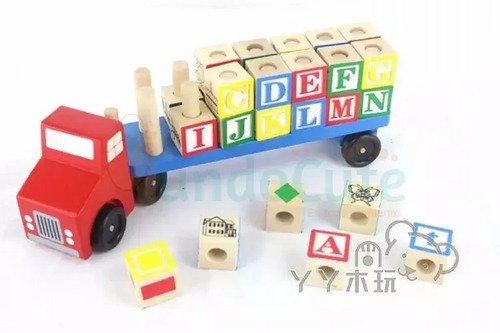 Juguete Camión Arrastre Cubos Abecedario Didácticos Niños