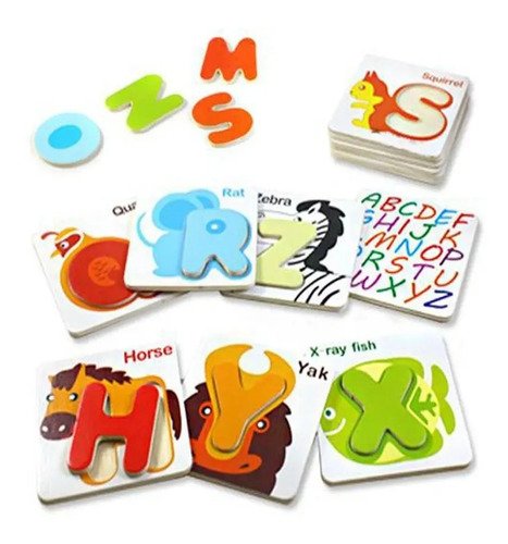 Tarjetas Didácticas Abecedario Madera Montessori Juguetes