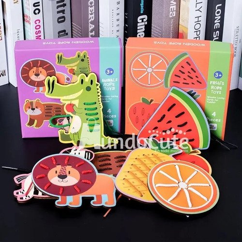 Animales Para Enhebrar Didácticos Montessori Juguetes Verde Oscuro