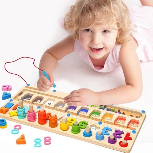 Tablero Didáctico Multifuncional Aprendizaje3 En 1 En Madera