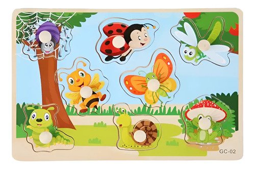 3 Tablas Armables Didácticos Rompecabezas Niños En Madera  Multicolor