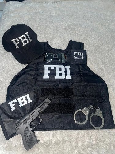 Disfraz Fbi Accesorios Policía Para Cosplay Set Completo Con Chaleco, Gorra Y Accesorios!