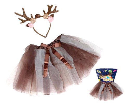 Diadema Y Tutu De Reno - ¡un Toque Divertido Y Festivo Para Tu Navidad! Chocolate Unica