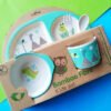 Set Vajilla Fibra Bambú Plato Comida Bebes Niños Maneaje