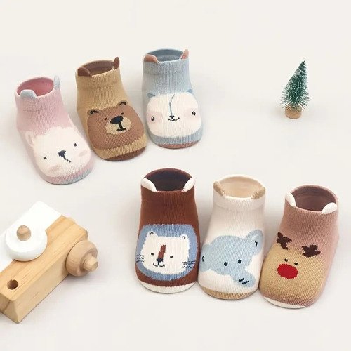 D_643900-MCO82875211117_032025-O.jpg 3 Pares De Calcetines Antideslizantes Para Niños/animalitos