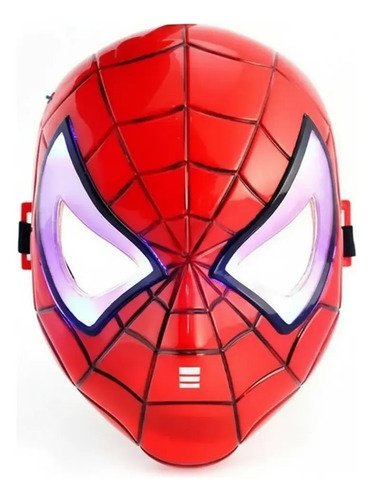 Máscara Spiderman Para Niños Con Luz -hombre Araña Halloween Rojo Spiderman