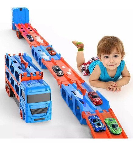 Camión Organizador De Carros Para Niñosjuguete Espectacular Azul