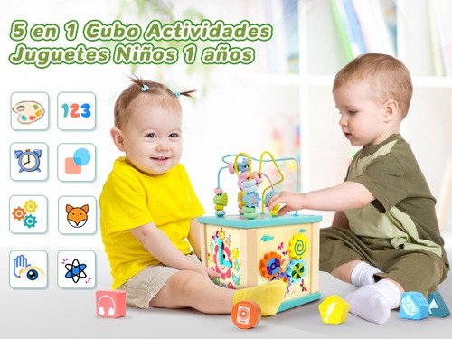 Cubo Madera Multifuncional Montessori Juguetes Didácticos  Multicolor