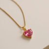 D_645738-MCO90439525660_082025-O.jpg Collar Con Colgante Corazón Circonita Rosa Juego Joyas Rosa