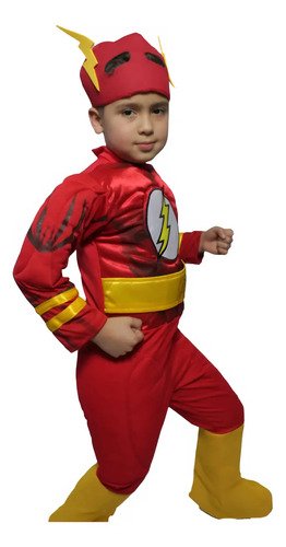 Disfraz De Flash Niño  Superhéroe Velocidad Cómodo