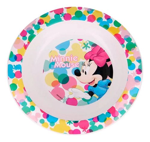 D_653547-MCO83801083355_042025-O.jpg Plato Para Niña Bowl Minnie Mouse Vajilla Bebés Blanco Minni Mouse