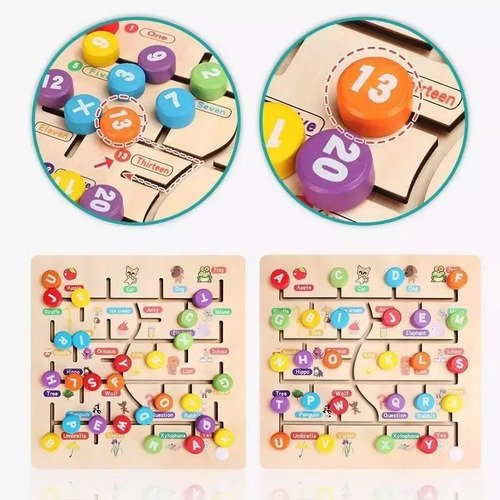 Laberinto Abecedario Madera Montessori Juego Juguetes Niños