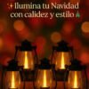Set De 6 Faroles Navideños Decorativos - Farolito Linterna Caqui Baterias